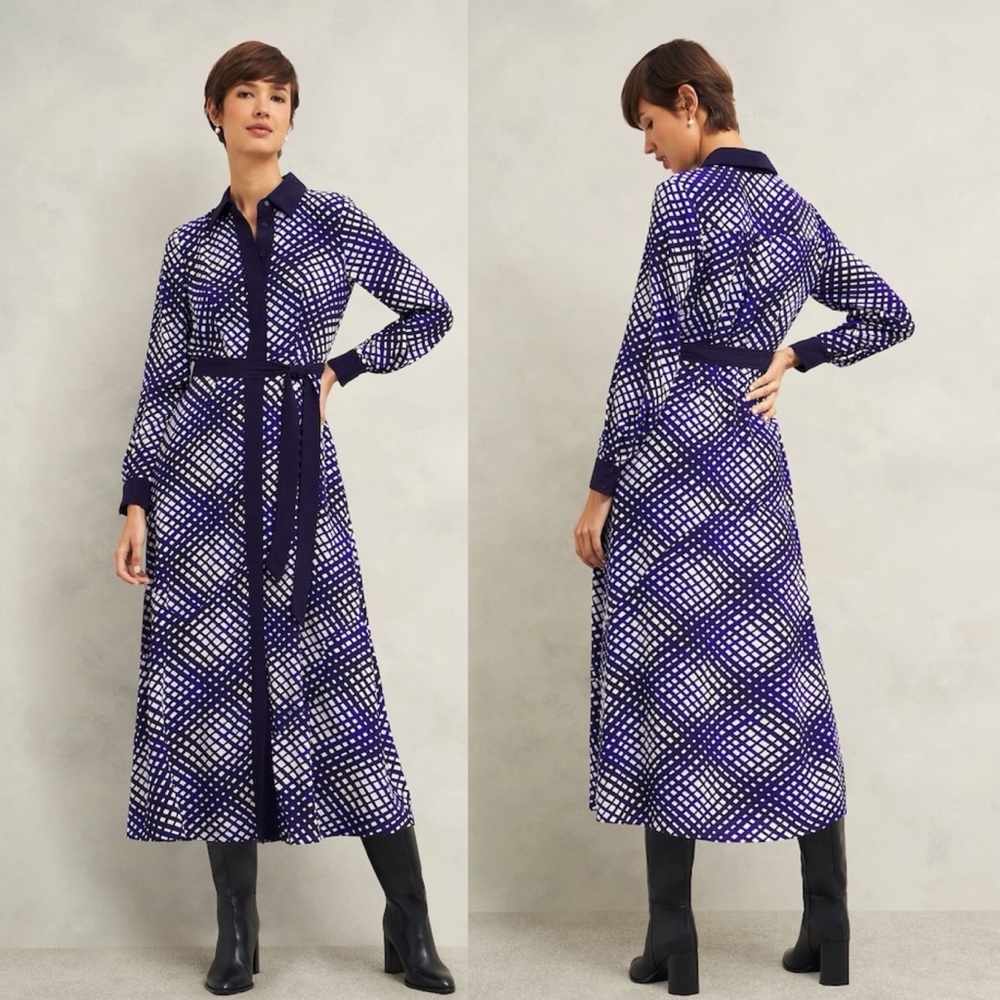 Hobbs Blue Elodie Shirt Dress